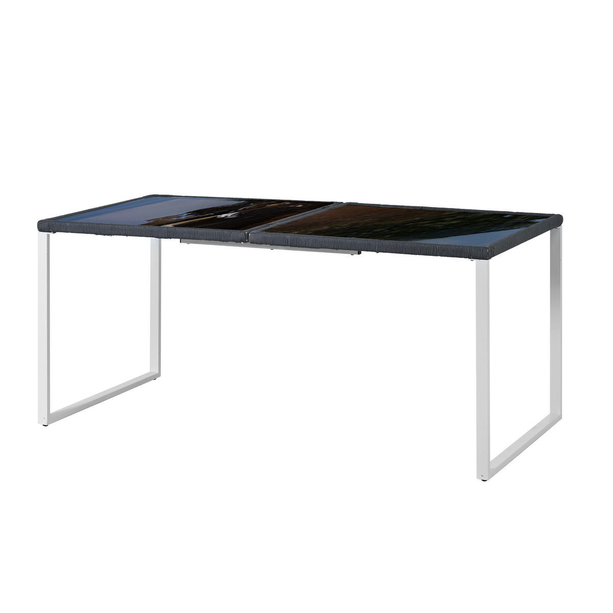 GARTEN-ESSGRUPPE 170/80/75 cm grau/weiß aus Eisen mit 6 Stühlen - Grau, Metall - OKWISH