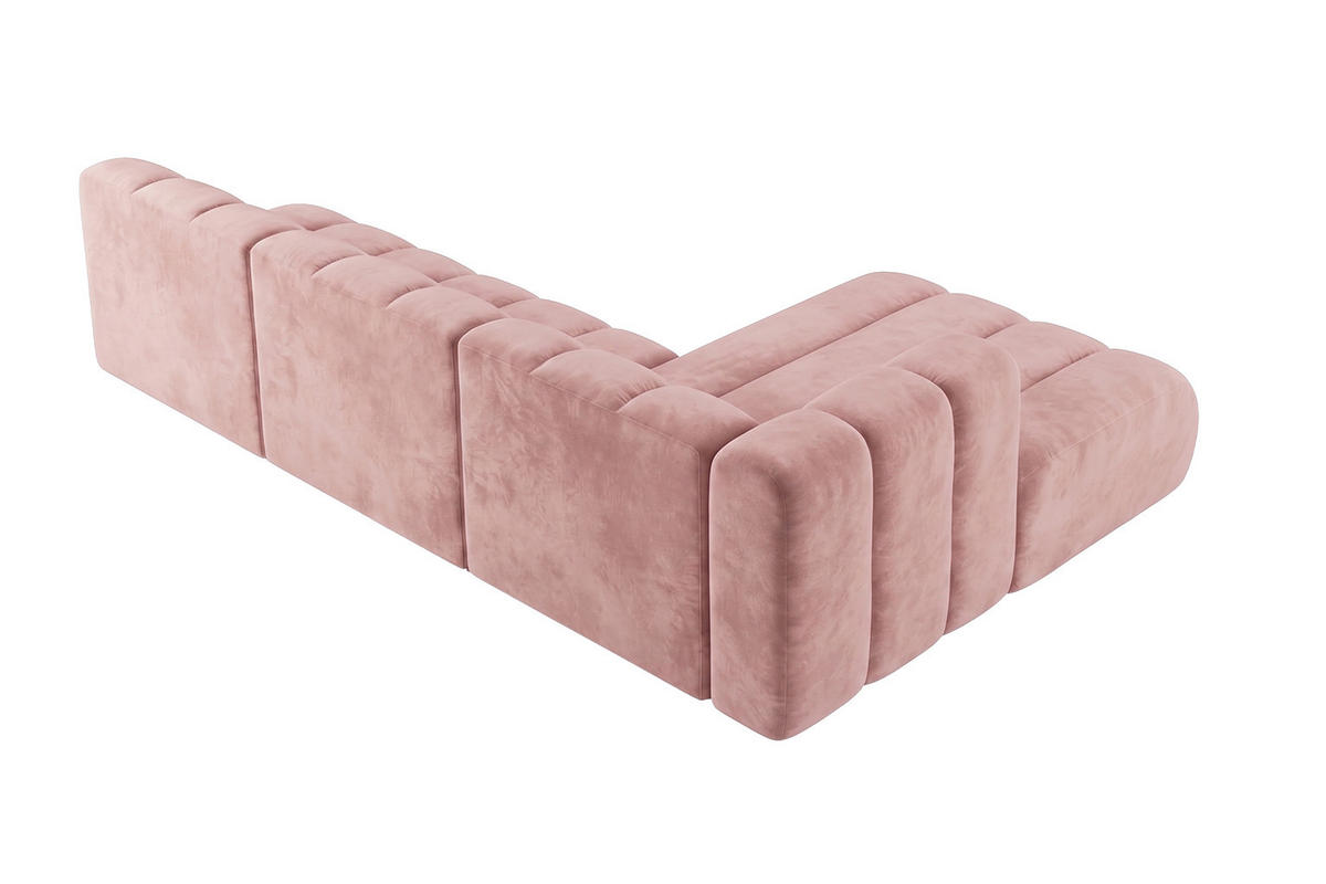 ECKSOFA Modulares In L-Form, Velvet-Stoff Riviera, Hellrosa, Rechts, GRAND 295 cm - Hellrosa, Holz (295/179cm) - Kaiser Möbel