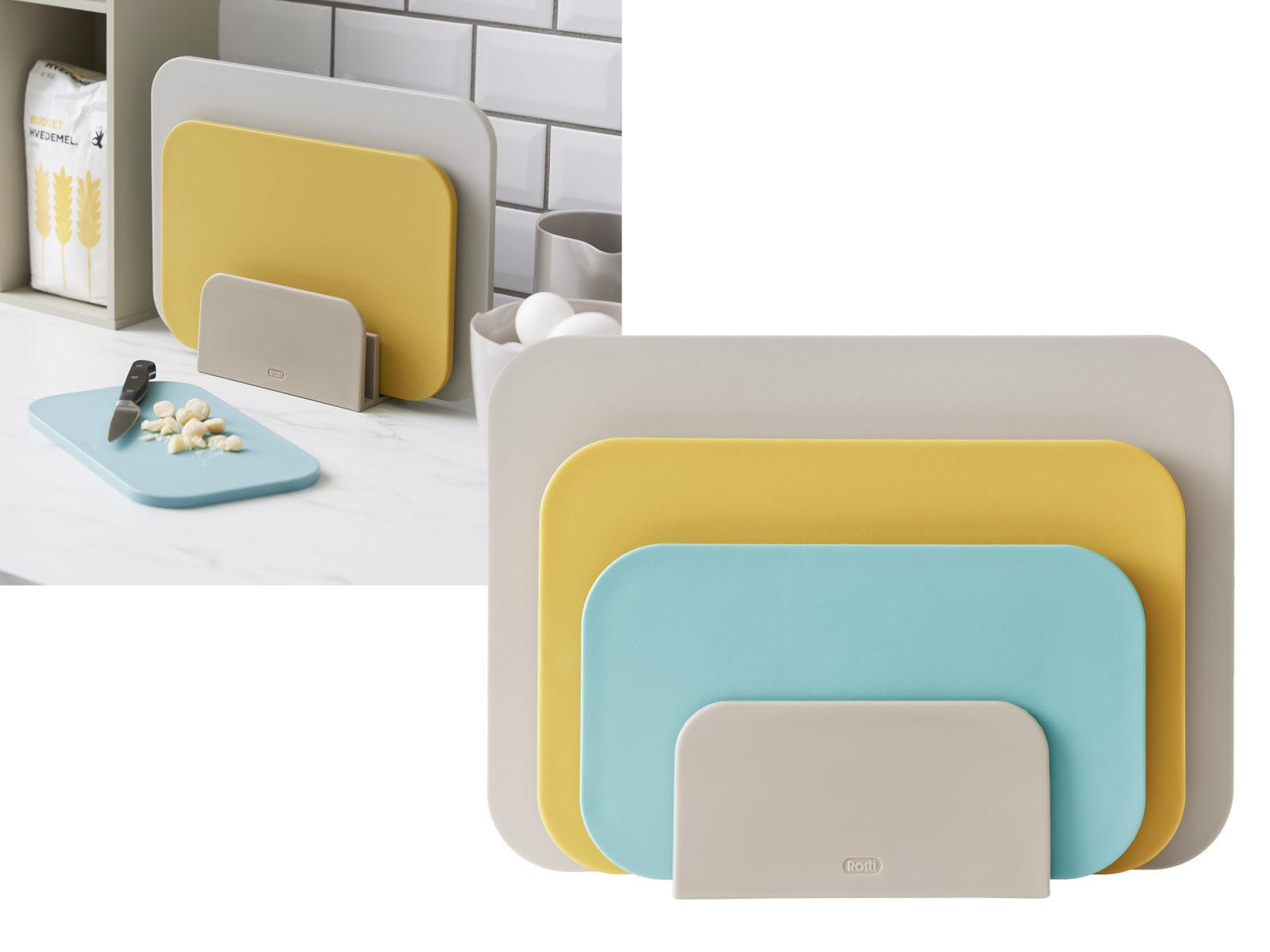 SCHNEIDEBRETTER-SET Choptima beach - Beige/Multicolor, Kunststoff (35/26cm) - Rosti