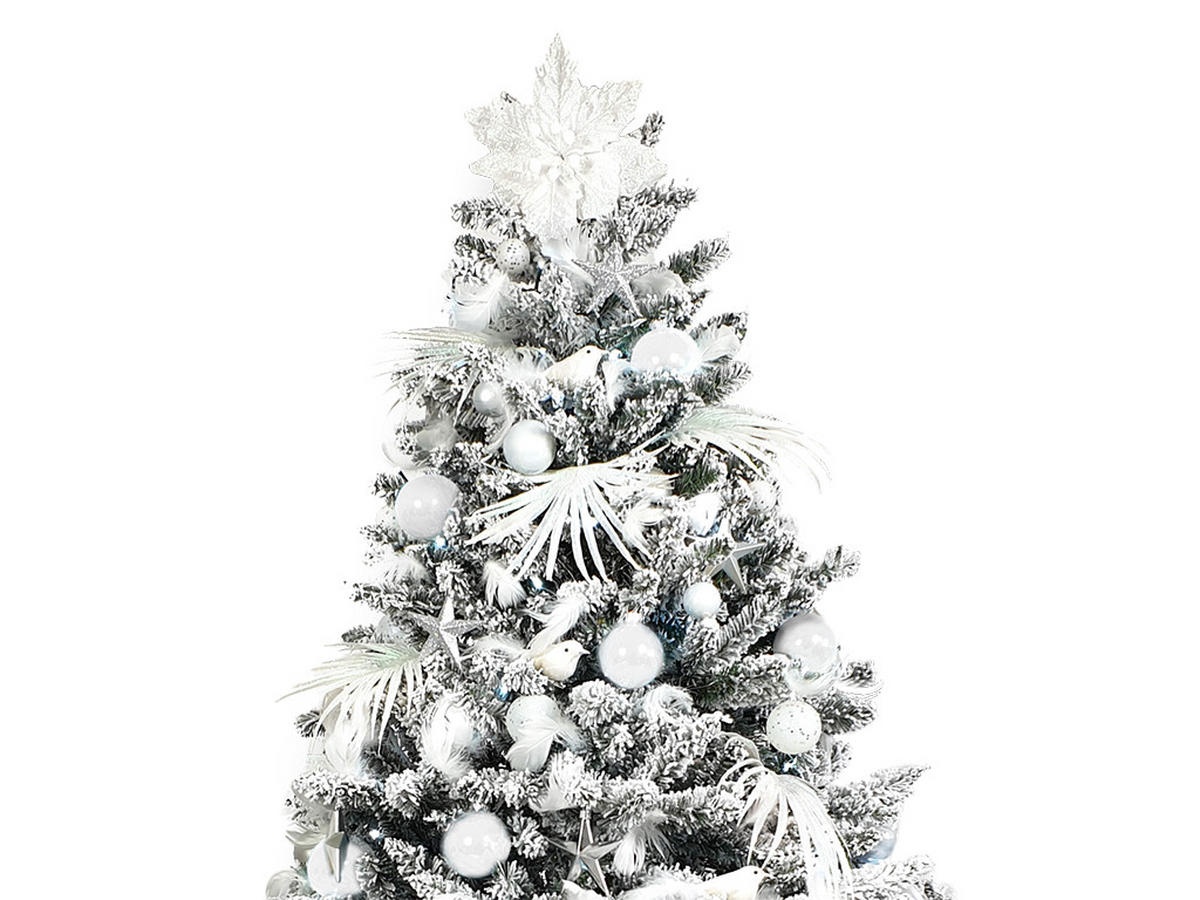 WEIHNACHTSBAUMSCHMUCK-SET POLAR WEISS, 139-teilig, für Weihnachtsbäume 240–270 cm - Silberfarben/Weiß, Kunststoff/Textil (55/50/75cm) - LAALU