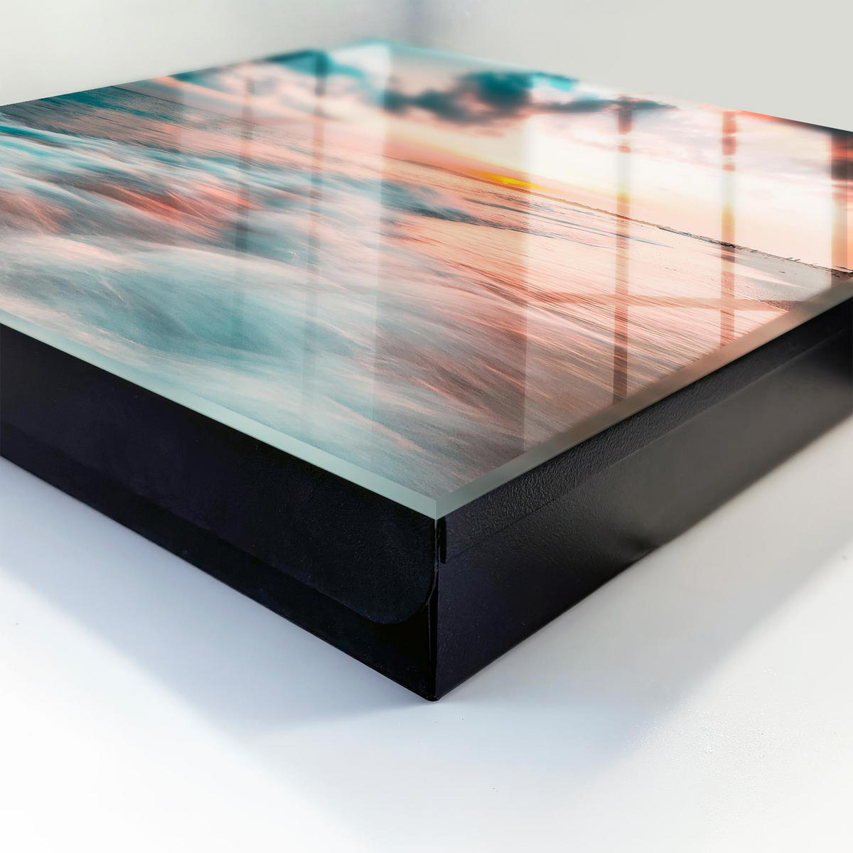 SCHLÜSSELBOX Schwarz 30x30 cm- Türöffnung nach rechts - Sonnenuntergang - Orange, Metall (30/30/5cm) - TULUP