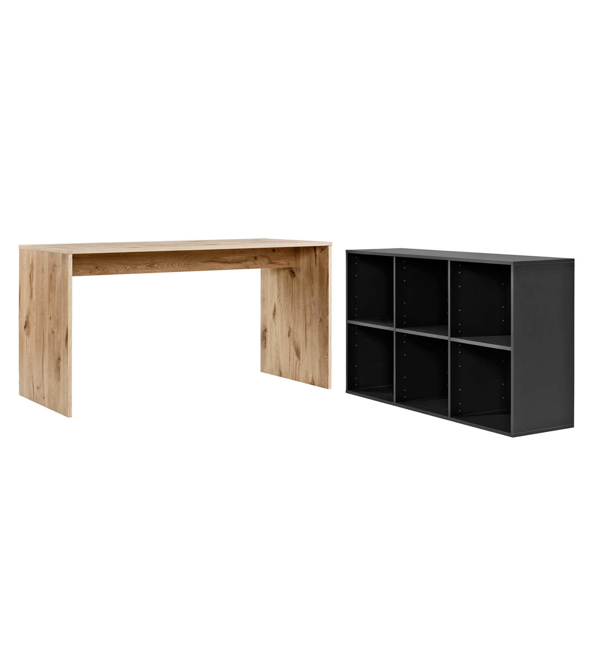 SCHREIBTISCH Der Produktive - Eichefarben/Schwarz, Holzwerkstoff (65/145/77cm) - Mokebo