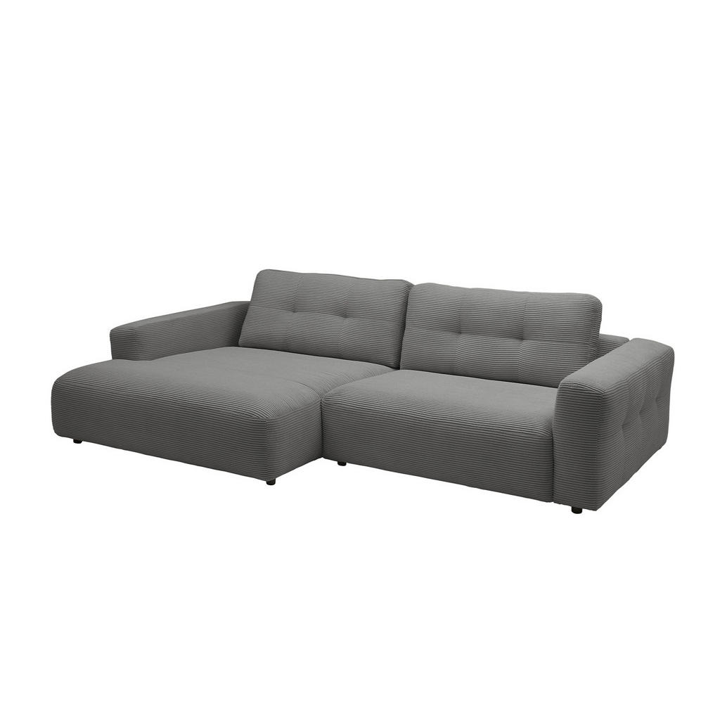 Thumbnail - Kawola Ecksofa, Grau, Schwarz, Textil, Echtholz, 3-Sitzer, Füllung: Kaltschaum, Ottomane links, L-Form, 276x167 cm, Wohn...