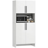 BUFFET DE-08655 mit Mikrowellenablage & leisen Scharnieren Weiß - Weiß, Holzwerkstoff (40/175/79cm) - ComfortXL