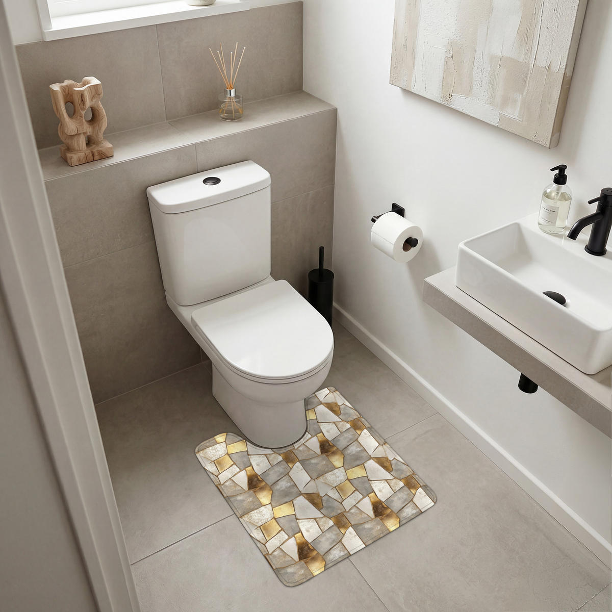 WC PŘEDLOŽKA Mozaika - Mramor - Zlato 55x60 cm - šampaňská, textil/plast (55/1cm) - OnlyWow