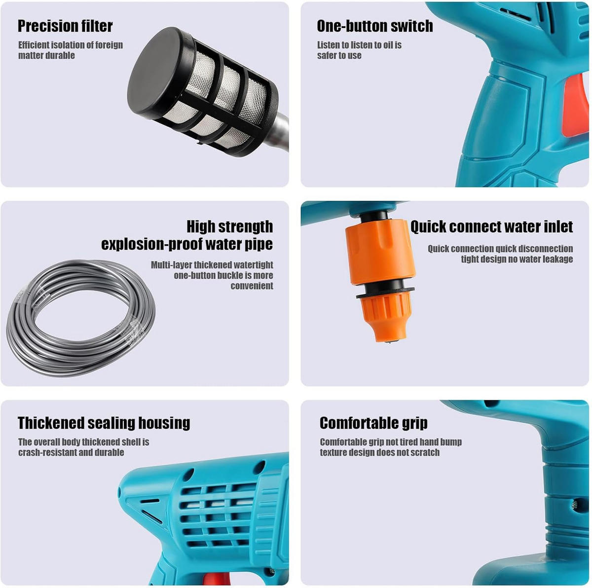 AKKU-HOCHDRUCKREINIGER – geeignet zum Reinigen und Bewässern – blau – 21 V (Batterien im Lieferumfang enthalten) - Blau, Kunststoff (23.5/12.5/28.5cm)