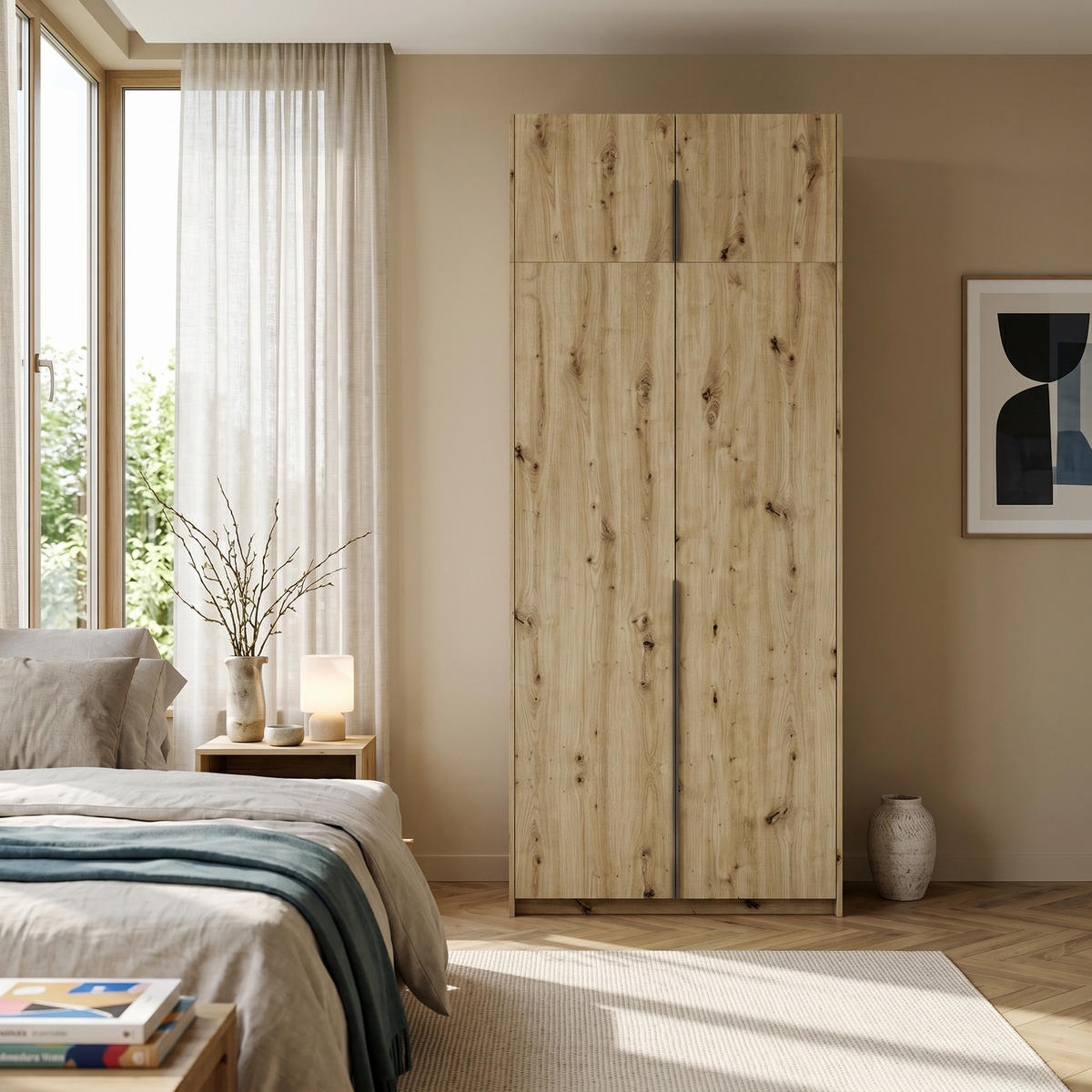 DREHTÜRENSCHRANK AMARA 100/250/58cm 2-türig Eiche Artisan - Eiche Artisan, Holzwerkstoff (100/250/58cm) - MASSENO