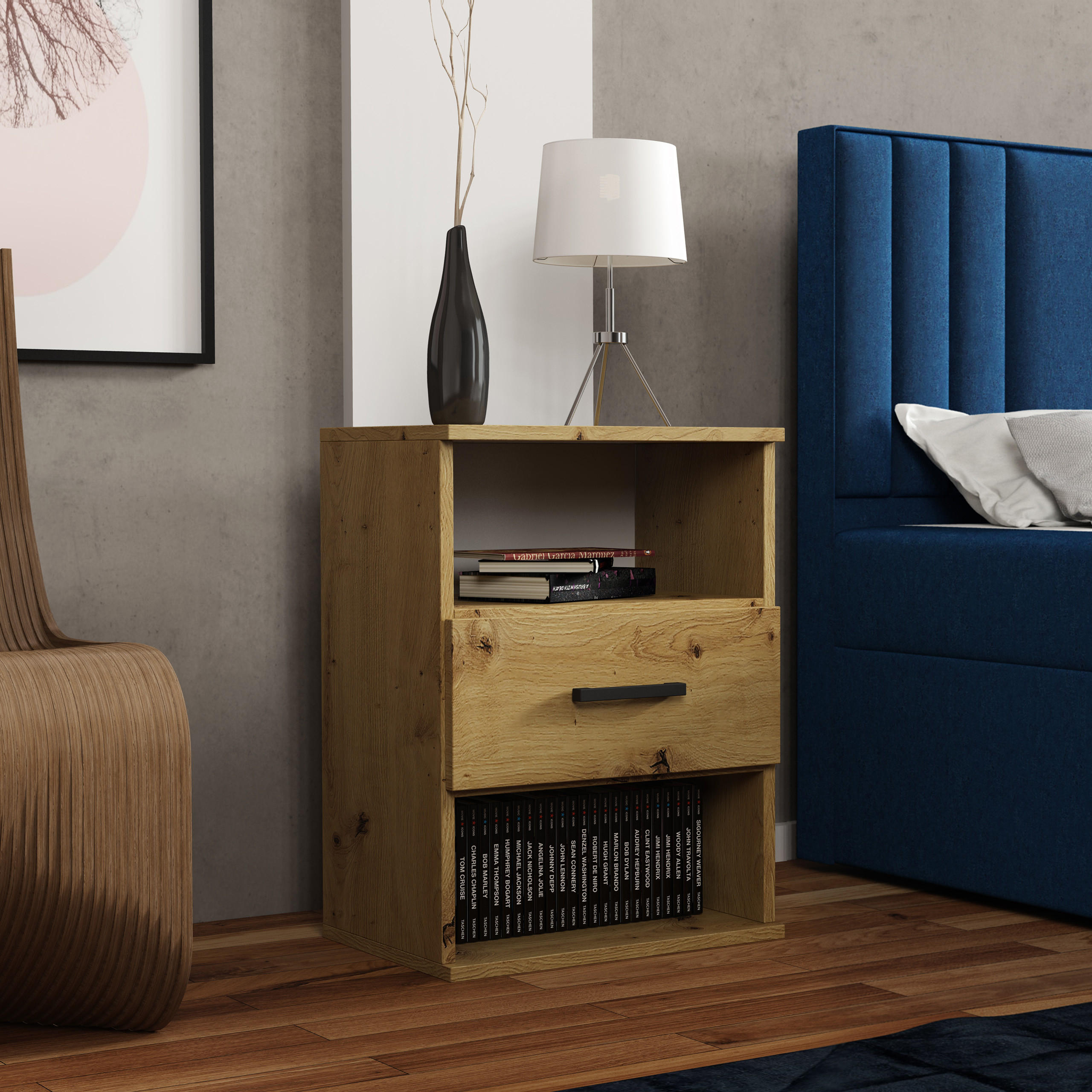 NACHTTISCH NOCTA 48/65,5/35 cm Eiche Artisan - Eiche Artisan, Holzwerkstoff (48/65.5/35cm) - MASSENO