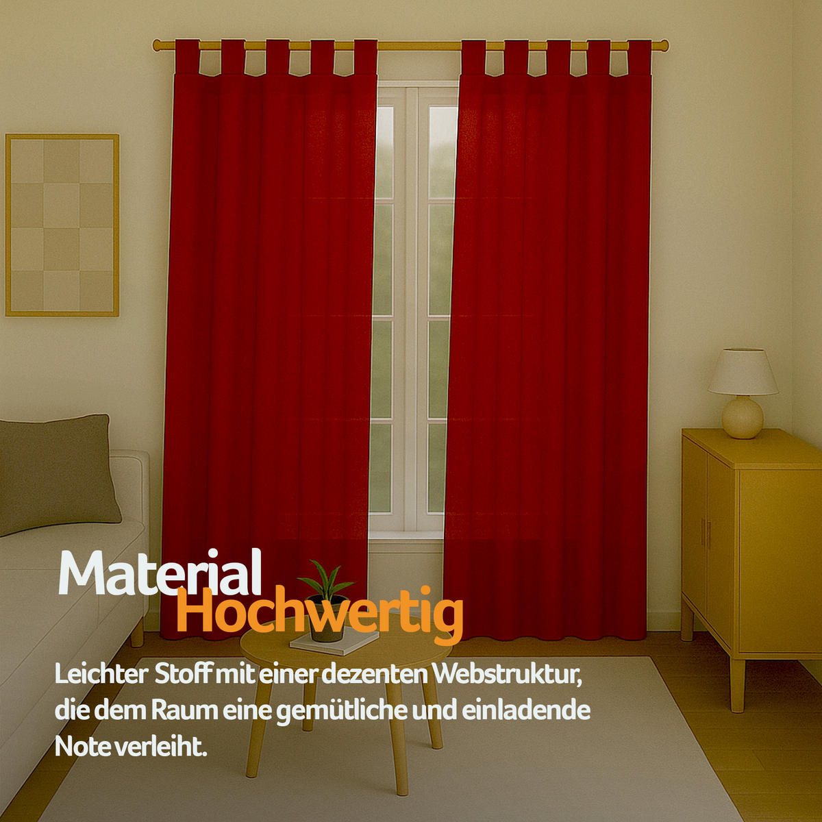 SCHLAUFENSCHAL blickdicht 140x225 cm Rot 2er-Pack - Rot, Textil (140/225cm)