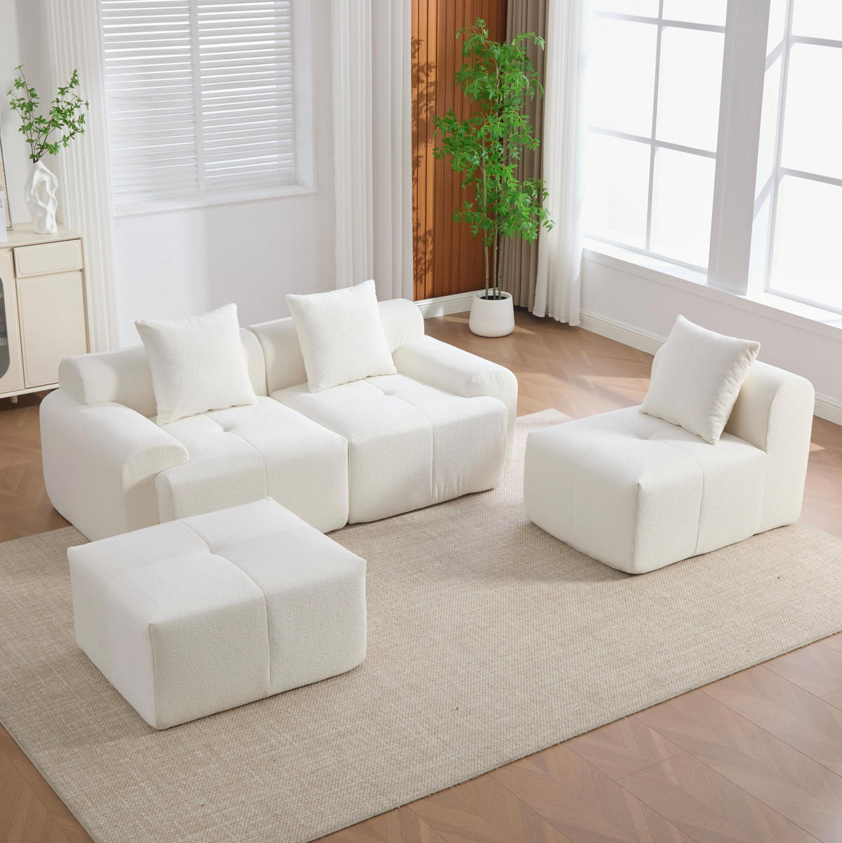 ECKSOFA 97/100/68 cm Beige aus Kordstoff mit modularer Kombination - Beige, Textil (100/97cm) - OKMYHOME