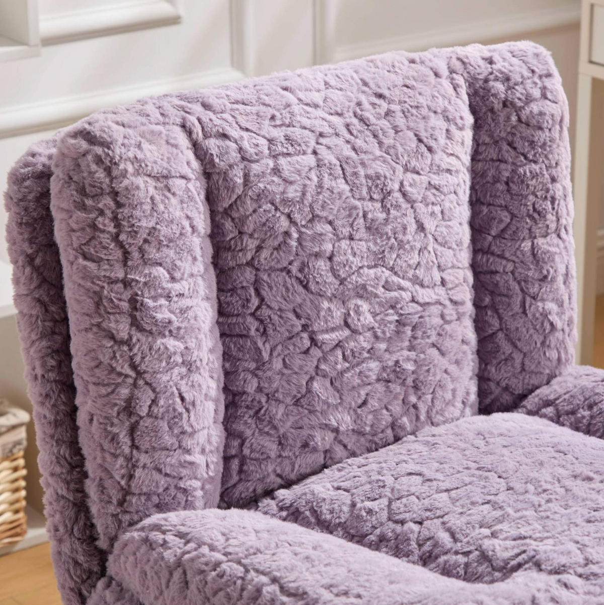 BÜROSTUHL höhenverstellbar 67,1 cm Kunstfell Purple - Lila, Kunststoff (67/94/63cm) - Meubliv