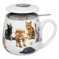 KAFFEEBECHER mit Sieb und Deckel Samtpfoten - Naturfarben, Keramik (0.4L) - Könitz