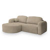 ECKSOFA AMILIA L-S Beige Boucle-Stoff mit Schlaffunktion - Beige, Holz (263/174cm) - MASSENO