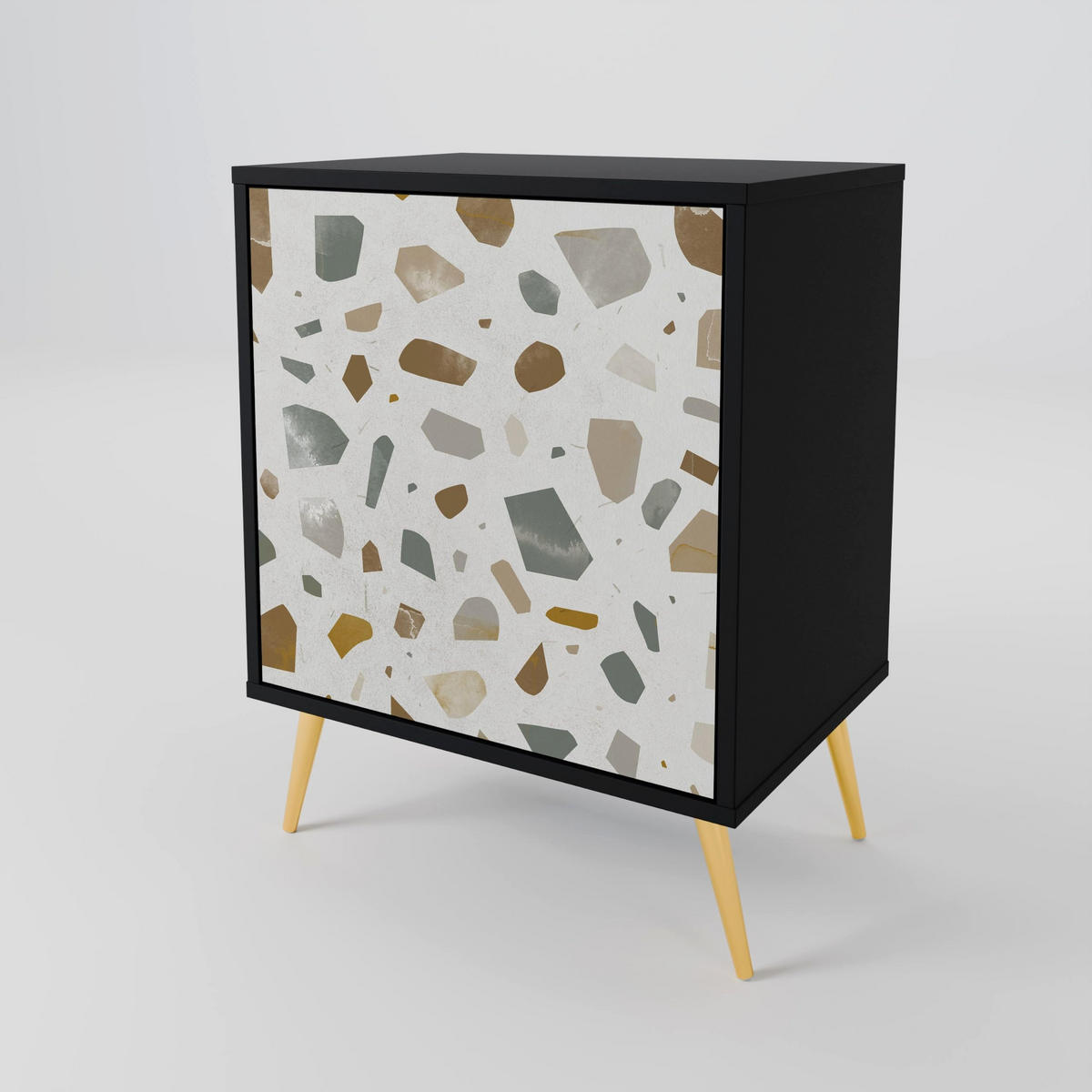 SIDEBOARD PIECES OF TOMORROW, Schwarz, 57,5x42x67,5 cm, Schwarze Metall-Rahmenfüße - Multicolor/Schwarz, Holzwerkstoff/Metall (57.5/67.5/42cm) - SpaceRebels