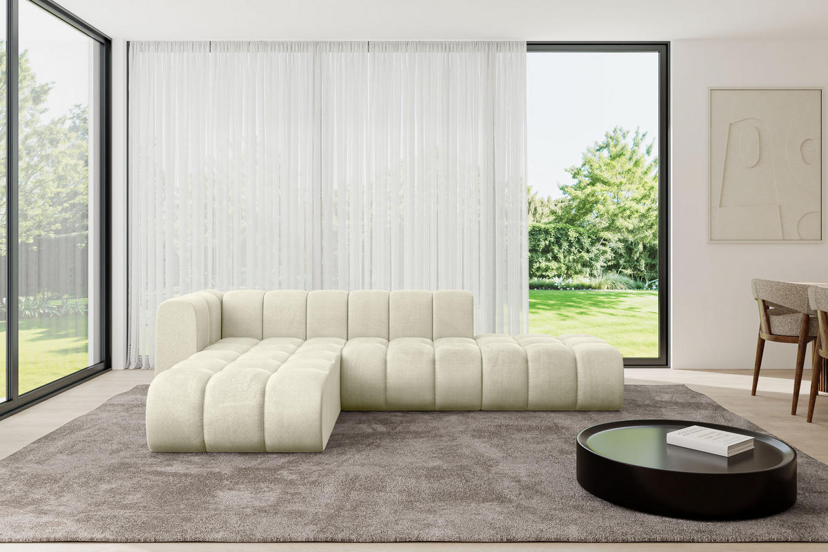 ECKSOFA modulares Sofa Zuvon-L1 - 296x177x70 cm Beige - Beige, Holzwerkstoff/Textil (296/177cm) - ALTDECOR