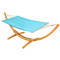 XXL-HÄNGEMATTE mit Holzgestell bis 150kg, 325/120cm, Blau - Blau, Holz (120/2.5/325cm) - Amanka