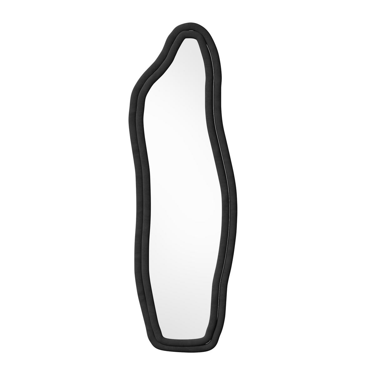 STANDSPIEGEL Ganzkörperspiegel,1400 × 450 mm, Spiegel in Delfinform, Wandspiegel,Samtrahmen, schwarz - Schwarz, Glas/Textil (50/140/3cm) - WoodenAura