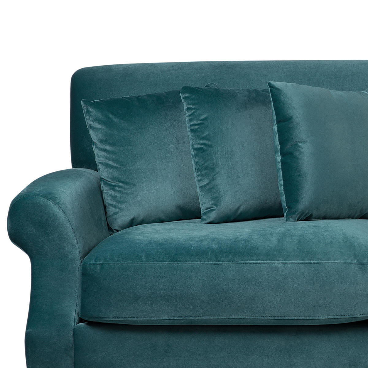 3-SITZER-SOFA Samtstoff Blaugrün Eike - Petrol/Hellgrün, Textil (186/82/102cm) - Beliani
