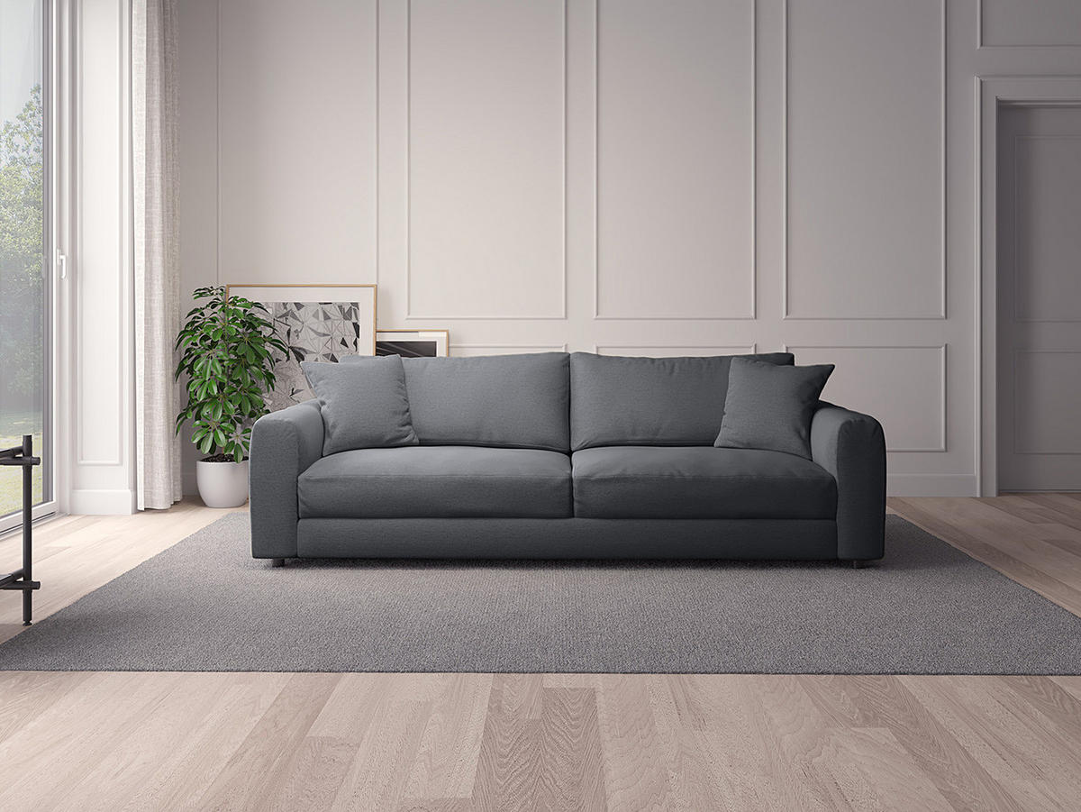 3-SITZER SOFA - Schwarz/Grau, Holz/Kunststoff (238/79/106cm) - home24