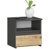 NACHTSCHRANK Grau, Eiche Artisan 40x35x40 cm - Weiß Hochglanz/Eiche Artisan, Holzwerkstoff (40/40/35cm) - Akord