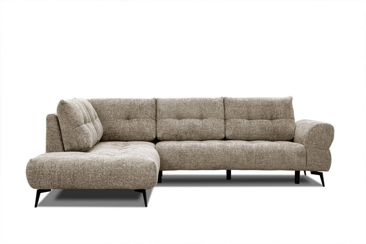 ECKSOFA SALVINI 5-Sitzer, taupe - Taupe/Schwarz, Holzwerkstoff/Textil (158/292cm) - Courtois Laville