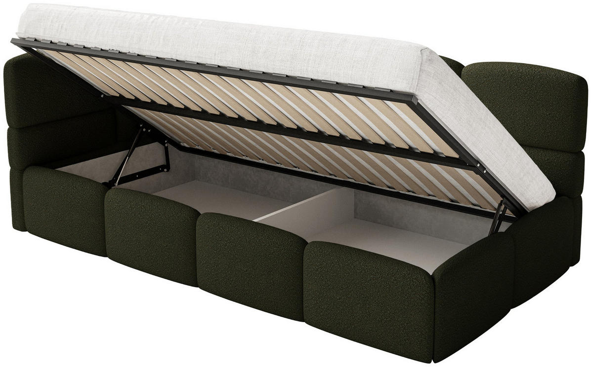 JUGENDBETT Cloudy Olivgrün 120 cm, Bouclé - Schwarz/Olivgrün, Kunststoff/Textil (120/200cm) - Selsey