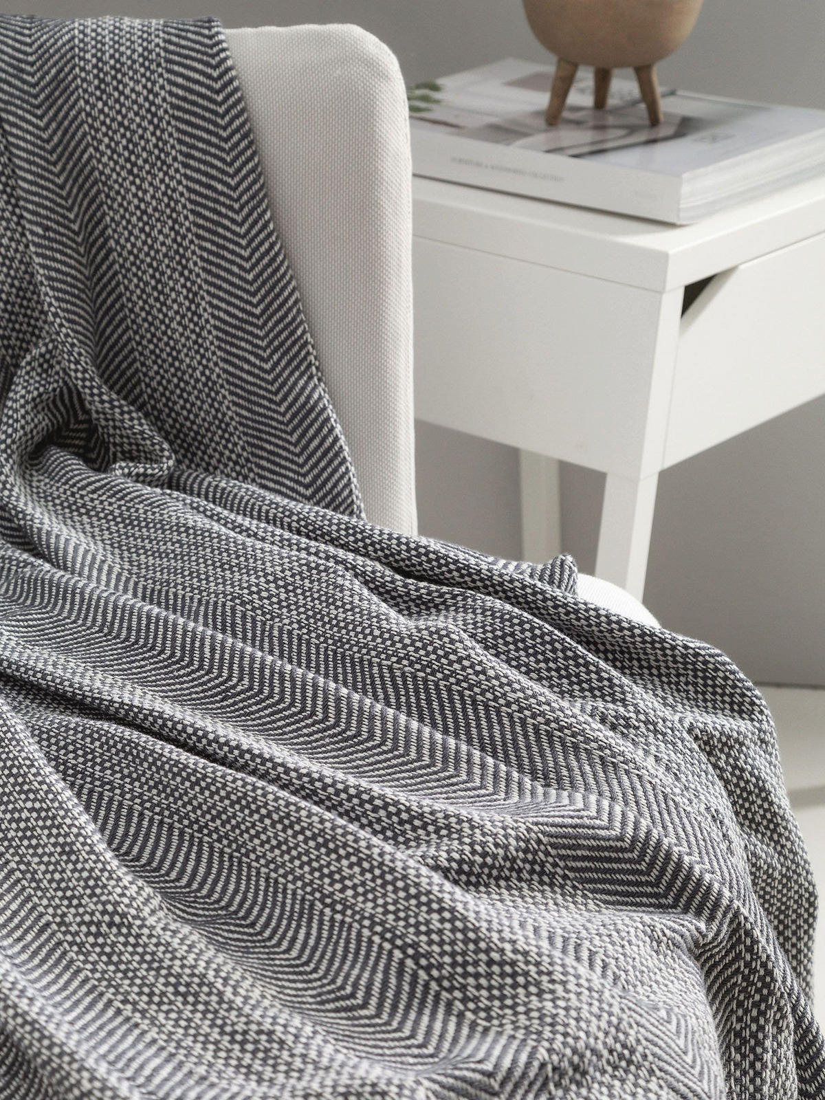 BAUMWOLLDECKE Alisea Anthrazit 125x150 cm - Anthrazit, Textil (125/150cm) - benuta Nest