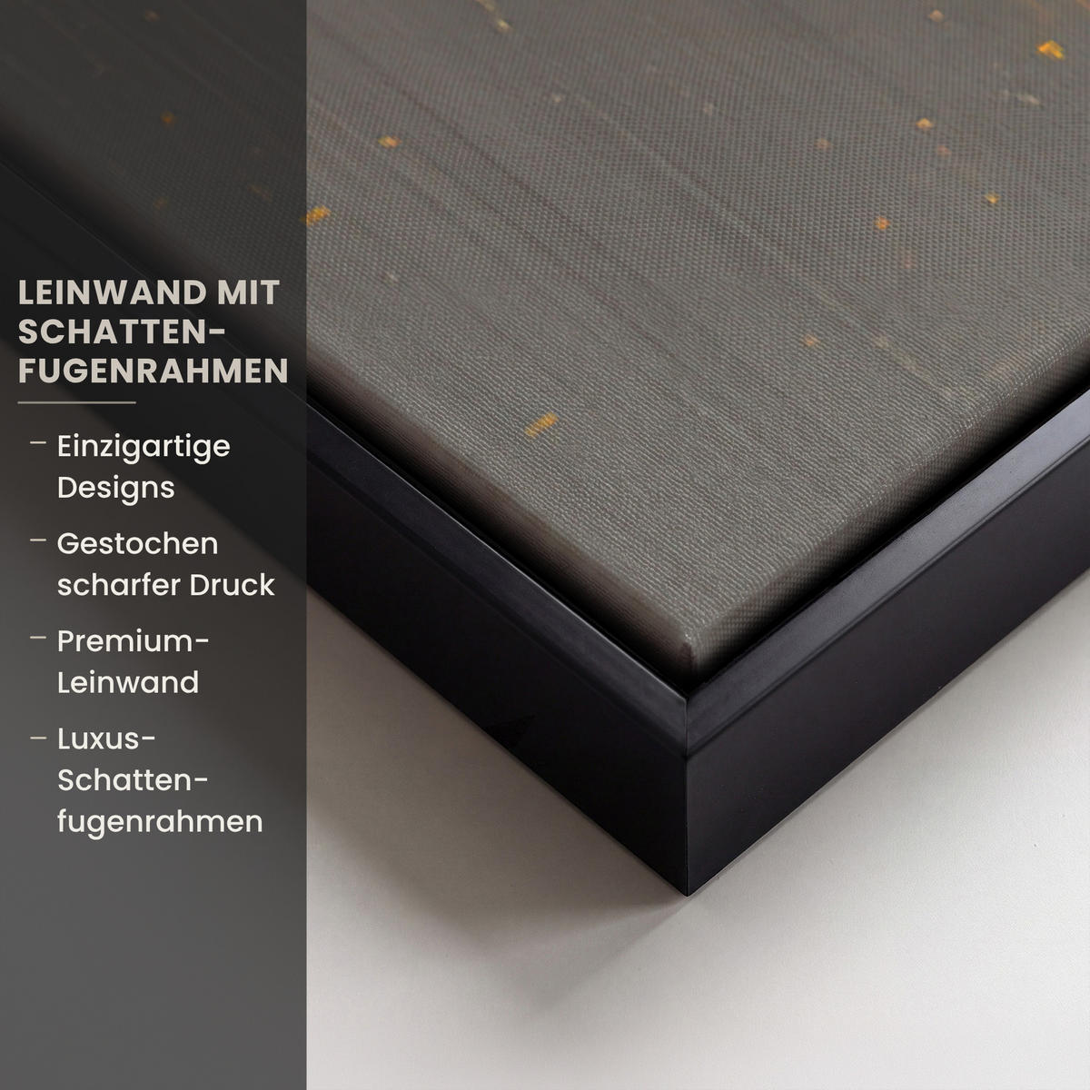 LEINWAND Bilder mit Rahmen - Baum - Blätter - Gold - Abstrakt - 80x120 - Grau, Textil (80/120cm) - MuchoWow