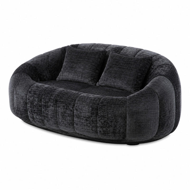 SITZSACK Lounge-Sofa 150x95 cm Chenille Black - Schwarz, Kunststoff (95/63/145cm) - Beauniv