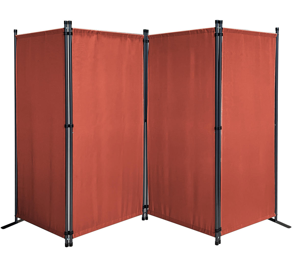 PARAVENT 4-tlg. 220x165 cm Rotorange RAL 2001 - Terra cotta, Metall (220/165cm) - QUICK STAR
