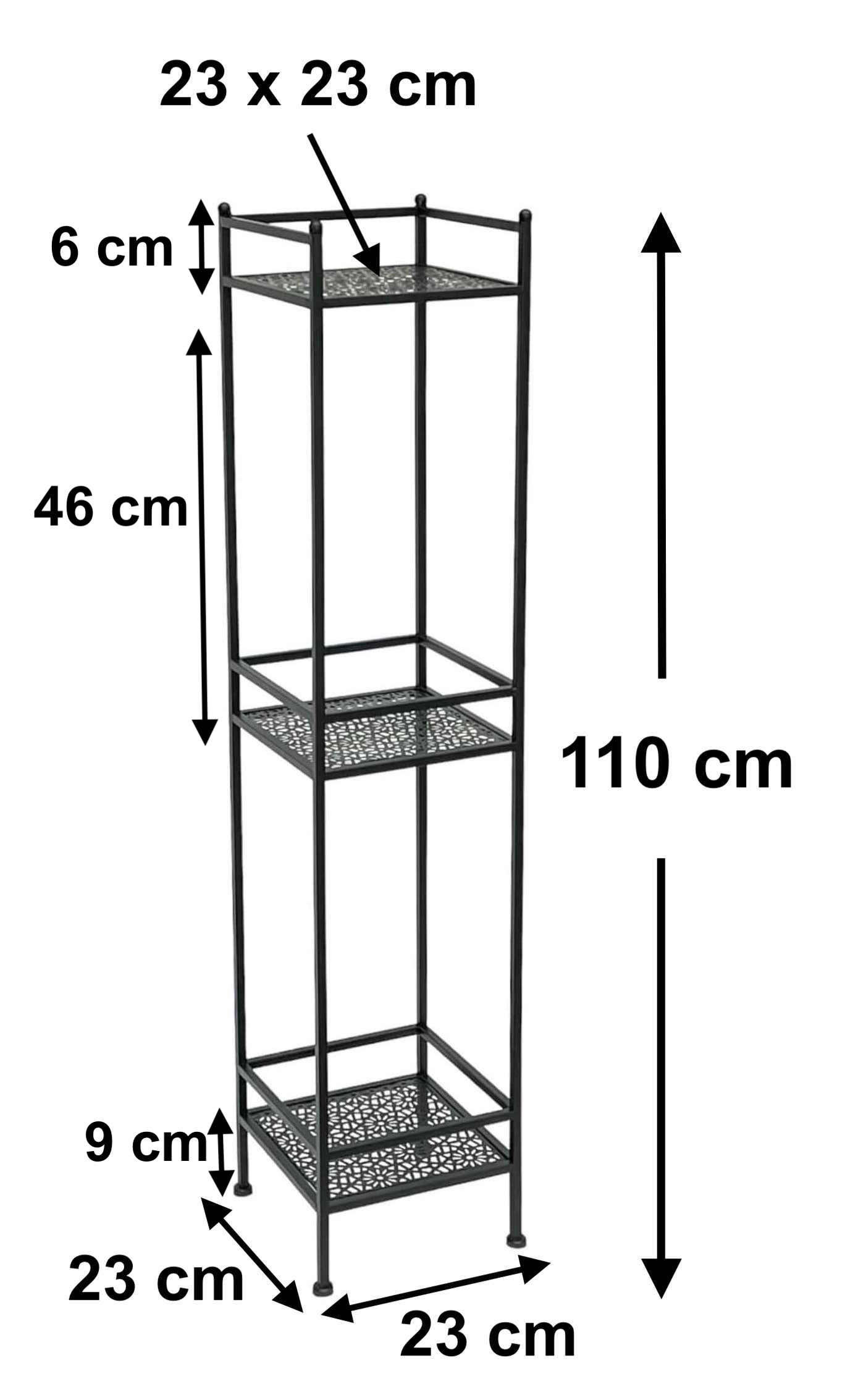 STANDREGAL Schwarz Metall Schmal Stehend 3 Ebenen 110 cm - Schwarz, Metall (23/110/23cm) - DanDiBo