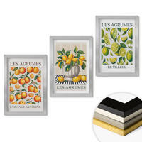 WANDBILDER 3er Set - 20x30 cm Silberner Rahmen - Zitrusfrüchte in farbenfrohen Varianten - Silberfarben, Kunststoff (20/30cm) - ArtPrintCave