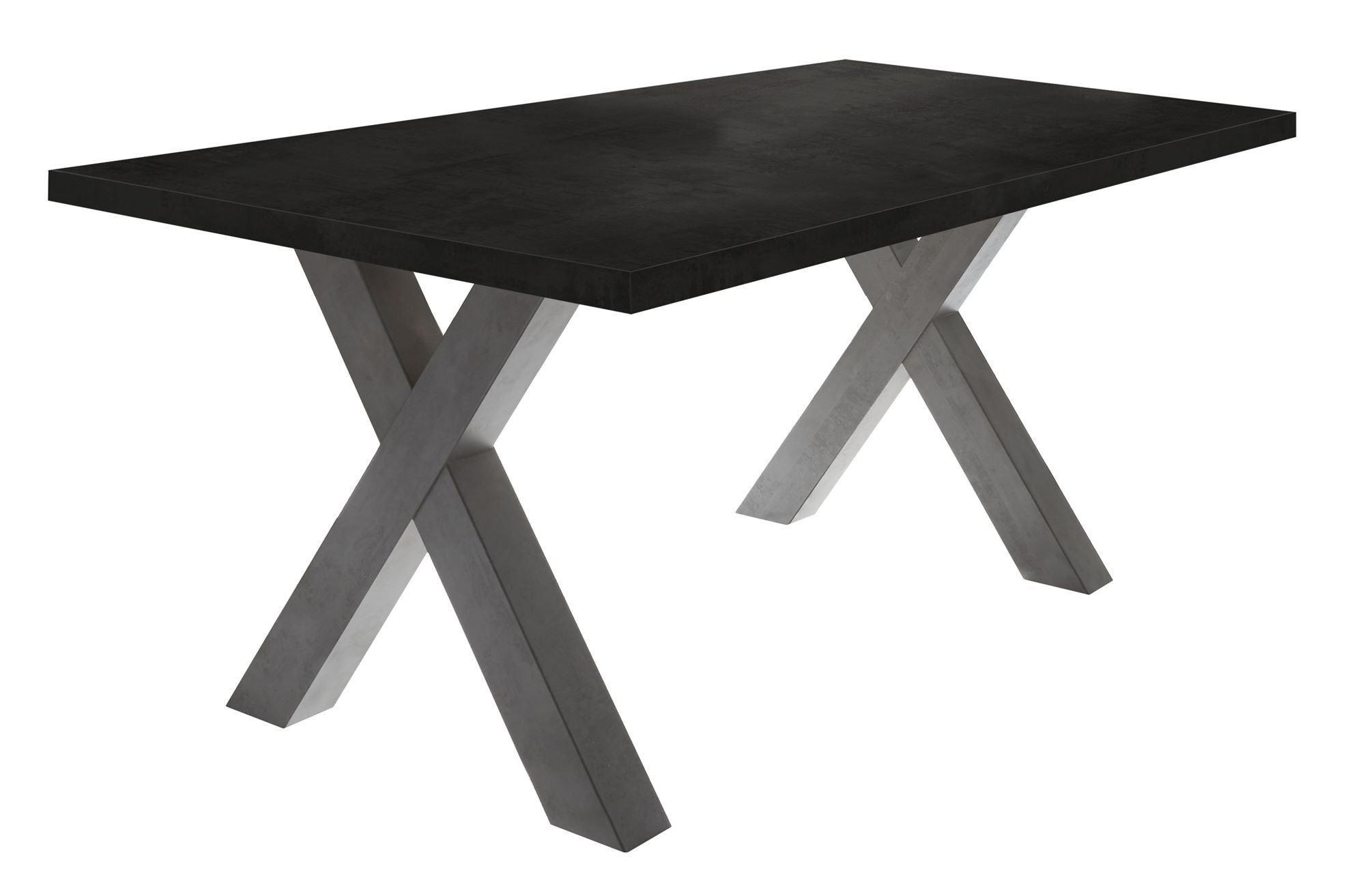 ESSZIMMERTISCH Eike 4 180 x 90 x 75 Esstisch Graphit/Schwarzstahl - Schwarz, Holz (180/90/75cm) - 58aufmkessel