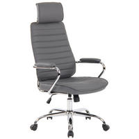 BÜROSTUHL Rocket Echtleder grau - Chromfarben/Grau, Leder/Metall (59/128/57cm) - TPFLiving