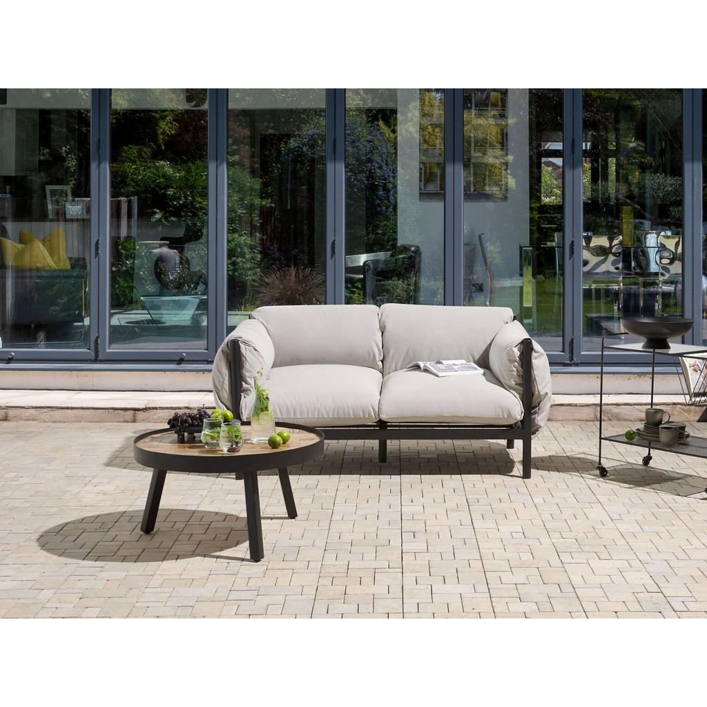 Thumbnail - Beliani Gartensofa, Grau, Schwarz, Metall, 2-Sitzer, 144x80x96 cm, Loungemöbel, Gartensofas