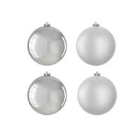 WEIHNACHTSKUGELN 4er-Set silber verschiedene Designs, 10 cm - Silberfarben, Kunststoff (10/20/20cm) - LAALU