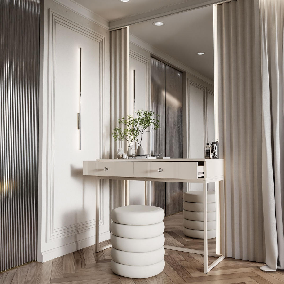 KONSOLE Glamour auf Kaschmir-Gestell mit Kristallgriff - Kaschmir, Holzwerkstoff (100/81/42cm) - Lookway