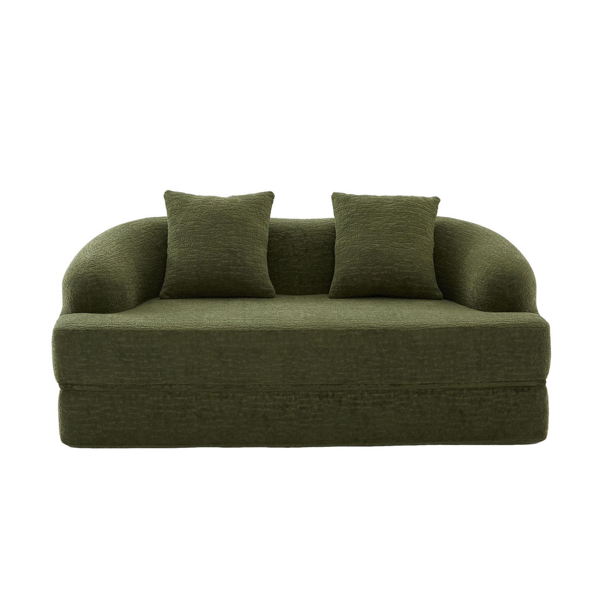 SCHLAFSOFA 2-in-1 Klappbett Grün Chenille 2-Sitzer mit Kissen - Grün, Textil (157/65/84cm) - Urban Meuble