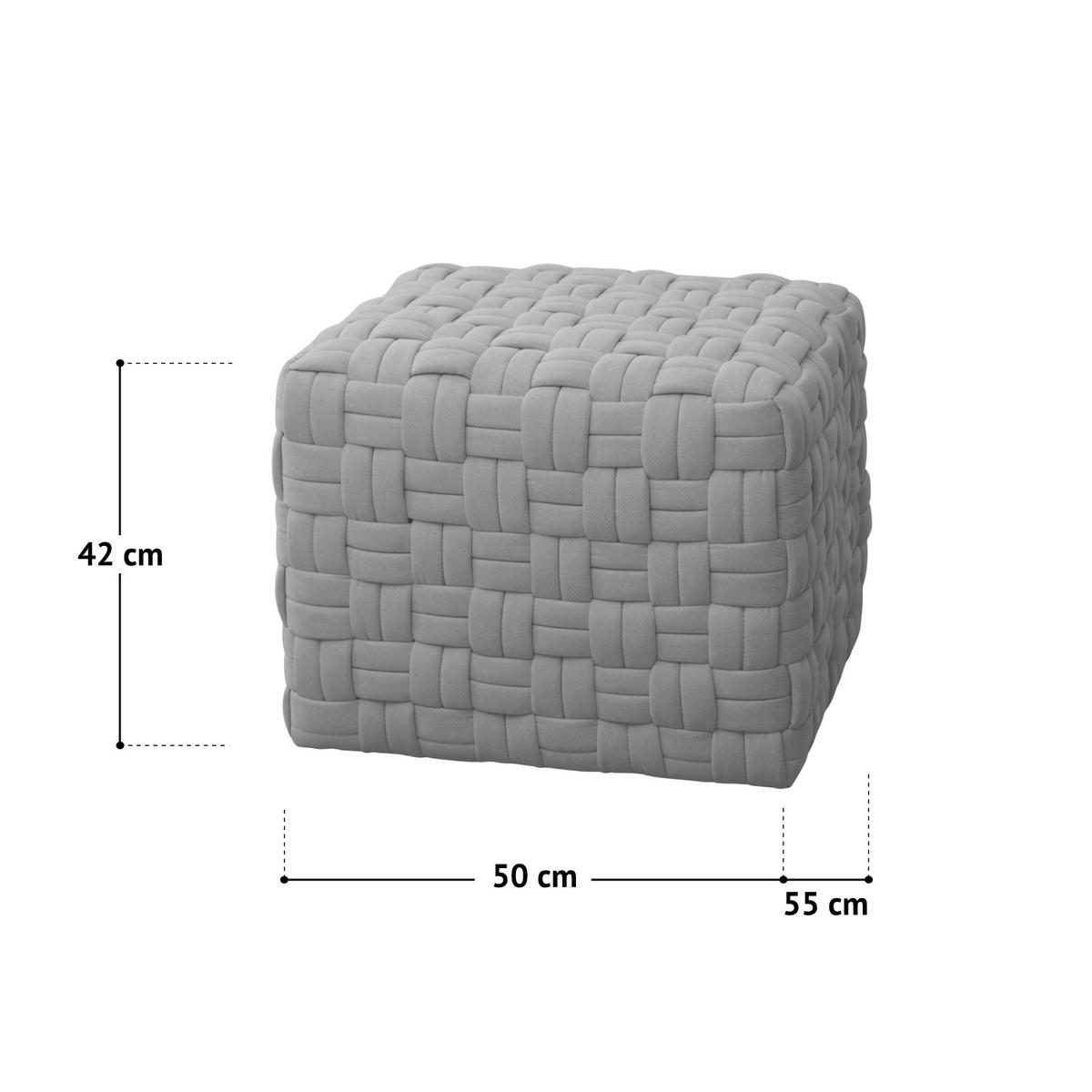 HOCKER POPPY Stoff Grau - Grau, Textil (50/42/55cm) - SVITA