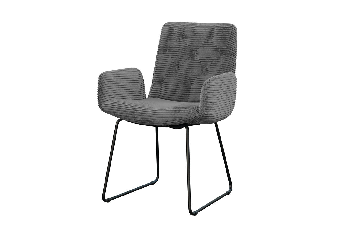 STUHL NEW CHARME Grau Cord - Grau, Textil (59/87/66cm) - KAWOLA