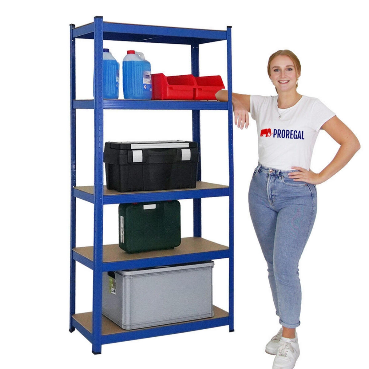 SCHWERLASTREGAL Ragnar 2er-Set mit 2x 180x90x40 cm Fachlast 175 kg Blau - Blau, Metall (180/180/40cm) - PROREGAL