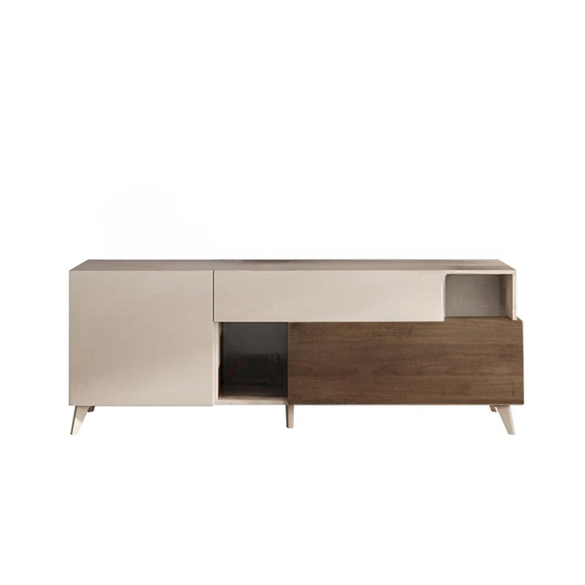 TV-MÖBEL mit 2 Türen, 1 Schublade und 2 Nischen - Mala - 181/43/67 cm - Beige, Holzwerkstoff (43/67/43cm) - Calicosy