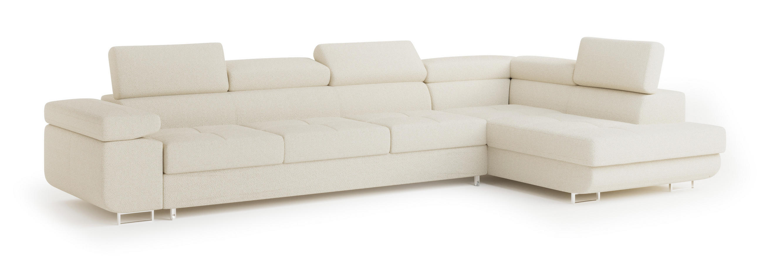 ROHOVÁ SEDAČKA VICENTE krémová - stříbrná/krémová, dřevo/kompozitní dřevo (346/202cm) - MASSENO