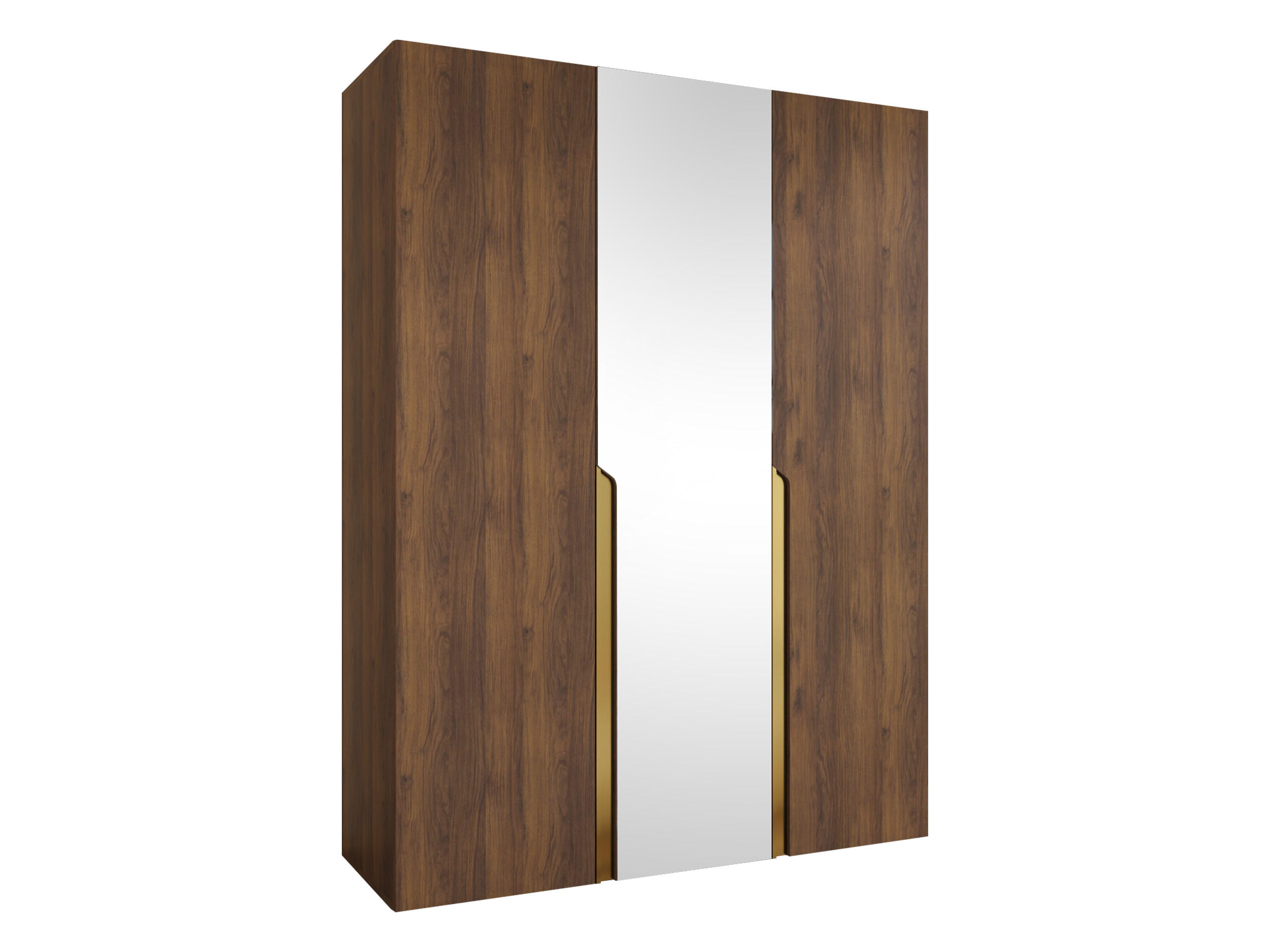 DREHTÜRENSCHRANK Mila II 150 - Goldfarben/Nussbaumfarben, Holzwerkstoff/Kunststoff (150/202/52cm) - MIRJAN24