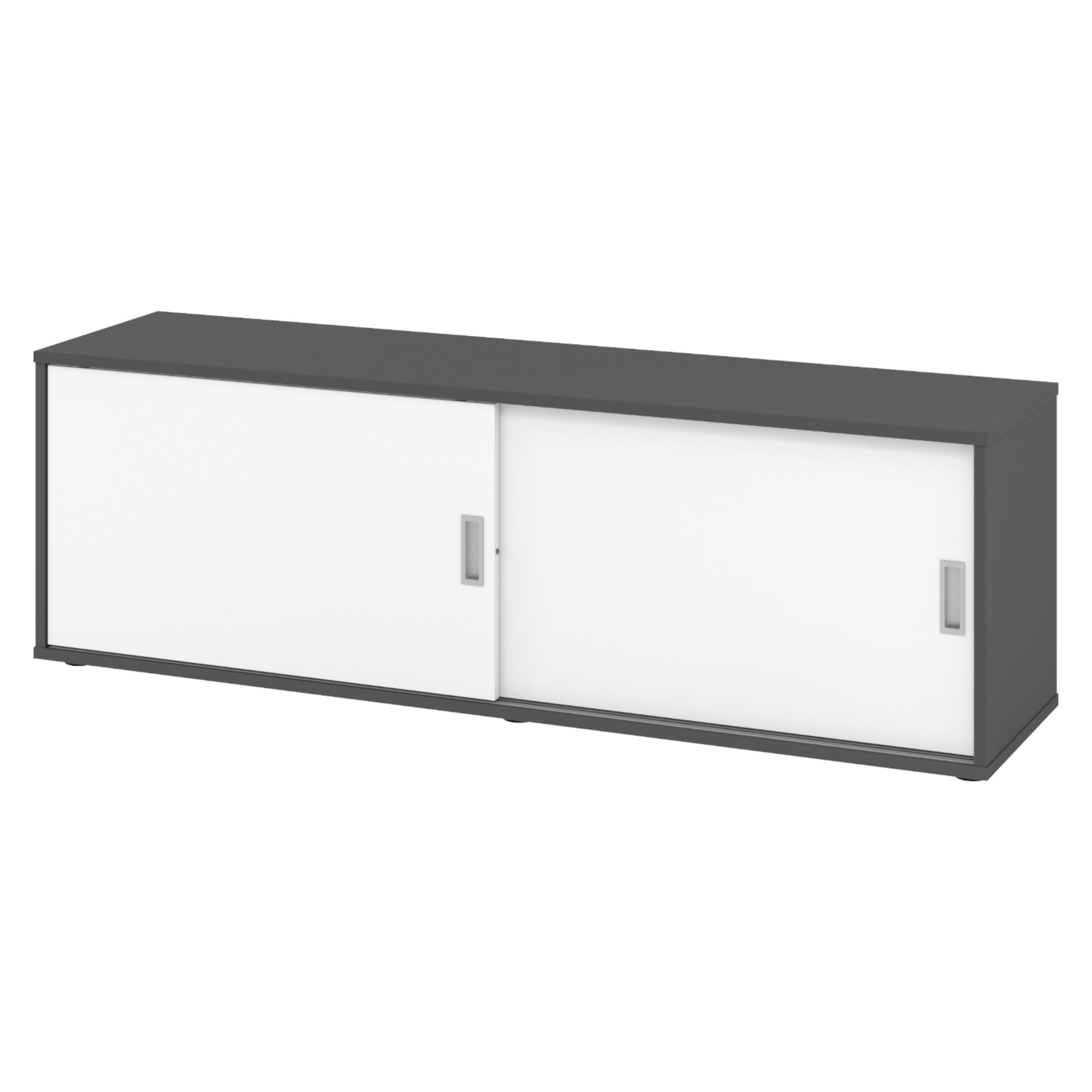 LOWBOARD mit Schiebetür 40/160/52 cm in Graphitfarben/Weiß - Graphitfarben/Weiß, Holzwerkstoff (160/52/40cm) - bümö