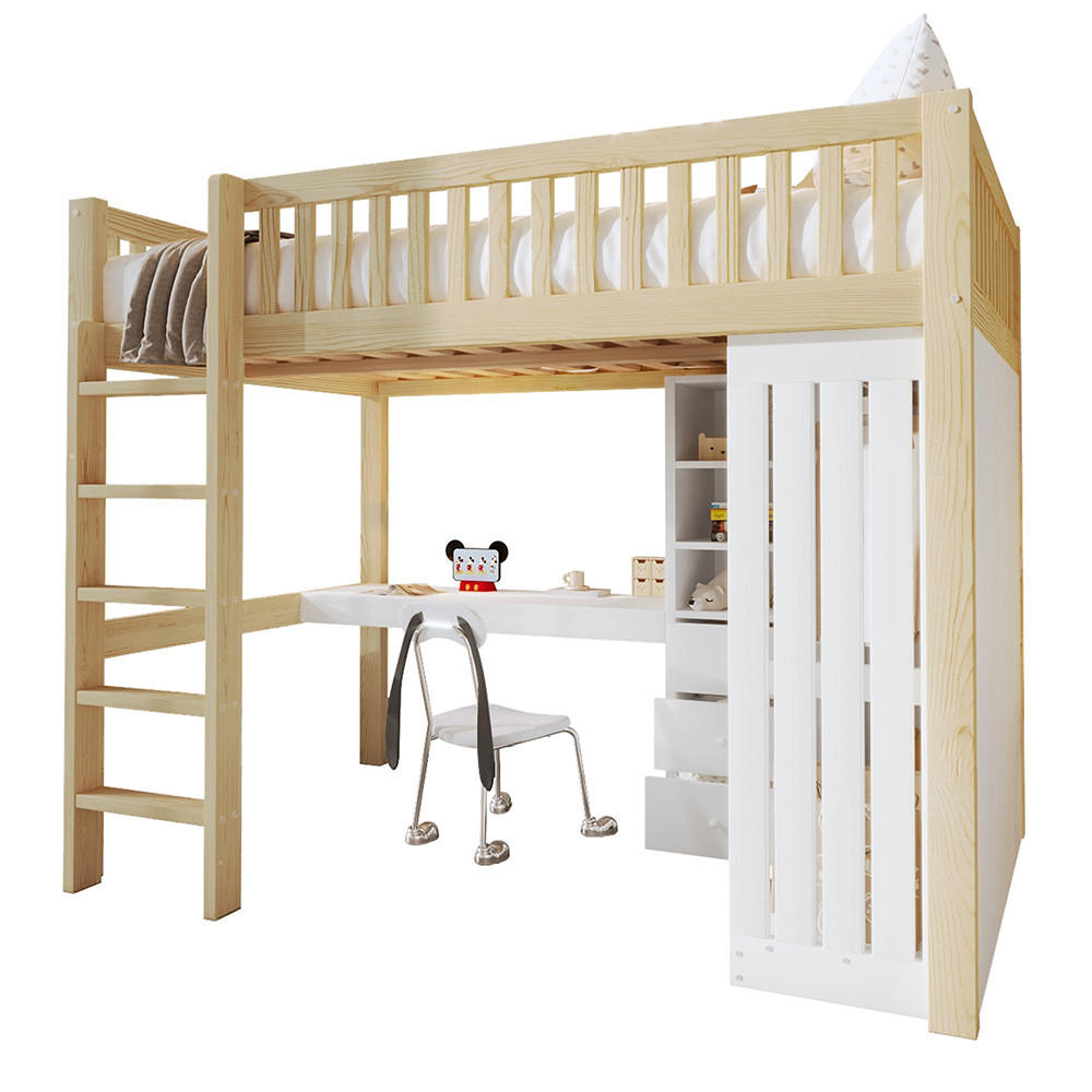 HOCHBETT 140 x 200 cm mit offener Stauraum, Natur - Naturfarben, Holz (140/201cm) - KOMHTOM