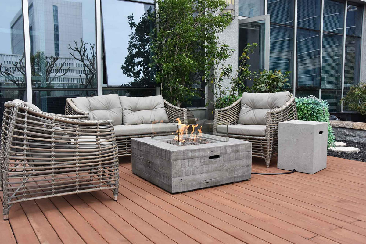 FEUERSTELLE Wilton in Holz-Optik grau aus Faserbeton - Grau, Stein (87/36/87cm) - Elementi
