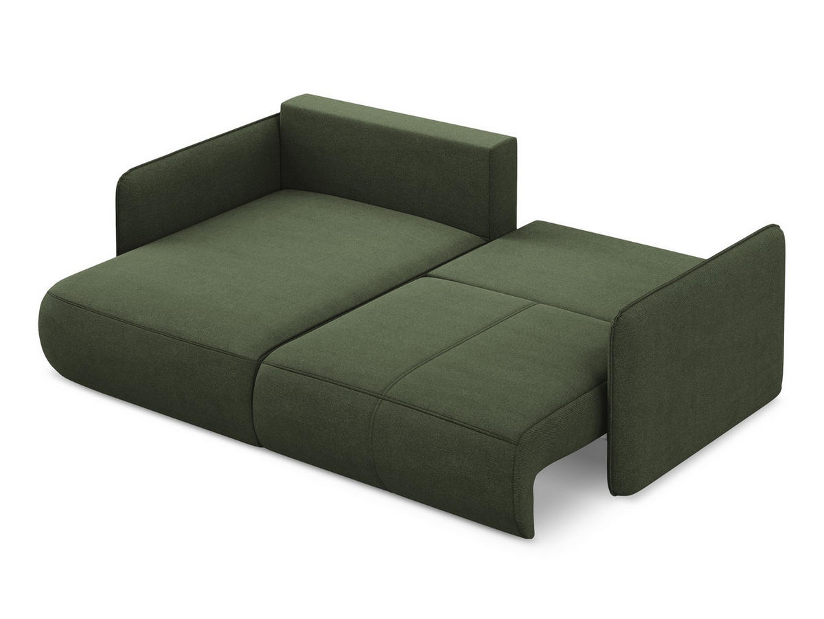 ECKSOFA mit Schlaffunktion Strukturstoff Stoff Grün - Schwarz/Olivgrün, Kunststoff/Textil (148/207cm) - Makamii