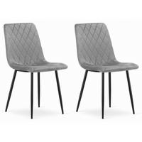 STUHL SCANNO 2-er Set, Grau, mit Samtstoff gepolstert - Hellgrau, Textil/Metall (45/89/53cm) - Komodee