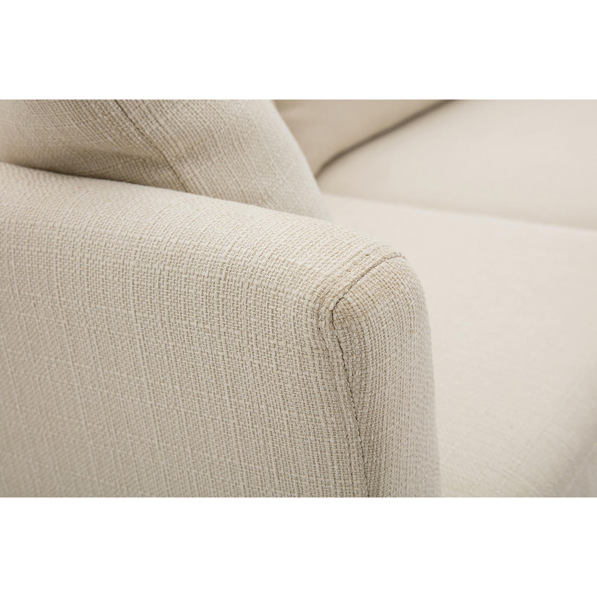 ECKSOFA Rechts 4-Sitzer Stoff Beige Abnehmbar Holz OSLO - Beige, Textil (130/192cm) - Miliboo